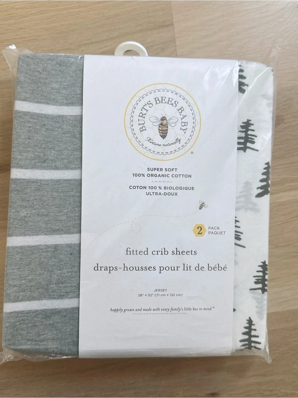 NIB Burt's Bees Baby Essential Organic Cotton Fitted Crib Sheet Set of 2